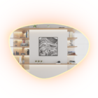 Espelho Orgânico Decorativo Com Led 95x67cm Horizontal Branco