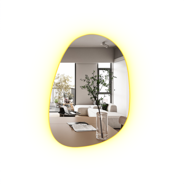 Espelho Orgânico Decorativo Com Led 98x64cm Grande Branco Fri