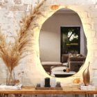 Espelho Orgânico Decorativo Grande Com Led Lapidado 100x70cm