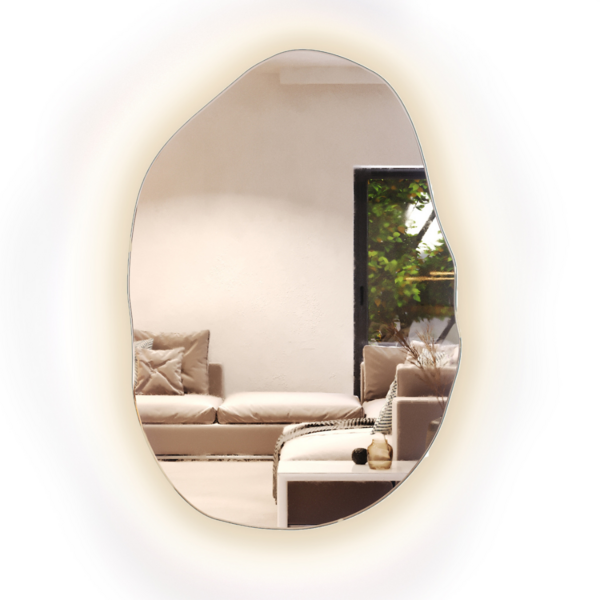 Espelho Orgânico Decorativo Grande Com Led Lapidado 100x70cm