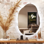 Espelho Orgânico Decorativo Grande Com Led Lapidado 100x70cm