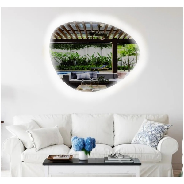 Espelho Orgânico Decorativo Iluminado Com Led Frio 60x50cm