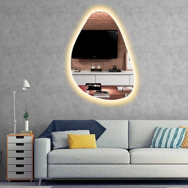 Espelho Orgânico Decorativo Iluminado Com Led Quente 60x80cm