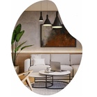 Espelho Organico Grande 70 X 50 Moderno Lapidado Com Suporte