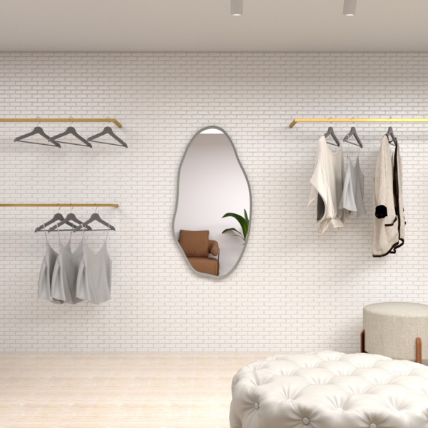 Espelho Orgânico Grande Com Moldura Metal Decorativo 115x60cm