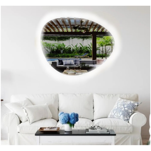 Espelho Orgânico Iluminado Com Led Frio 64x54cm Touch