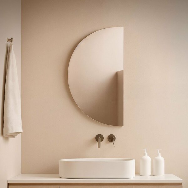 Espelho Orgânico Meia Lua Lapidado Para Banheiro 89x48,7 Espe