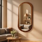 Espelho Orgânico Moldura Mdf 170x85 Sereno Castanho/espelhado