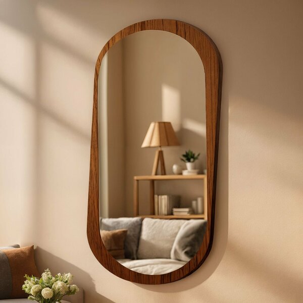 Espelho Orgânico Moldura Mdf 170x85 Sereno Castanho/espelhado