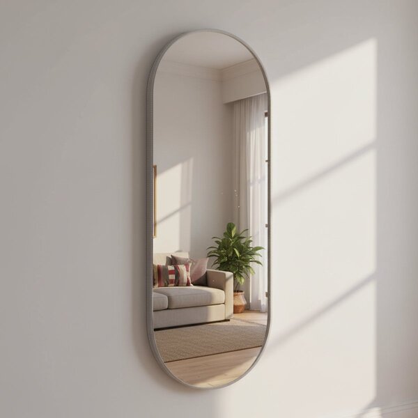 Espelho Oval 150x50cm Moldura Em Couro Yescasa