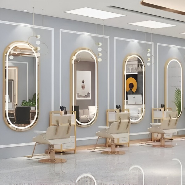 Espelho Oval 170x70 Com Led Jateado - Dourado