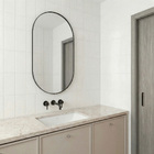 Espelho para Banheiro Oval Moldura Preto Fosco 58x90cm Borda Fina Darabas Agardi