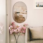 Espelho Oval 60x40cm Moldura Em Couro Yescasa