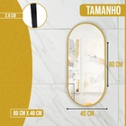 Espelho Oval 70x50cm Com Moldura Alumínio Dourado