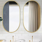 Espelho Oval 70x50cm Com Moldura Alumínio Dourado