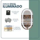 Espelho Oval 75x50cm Touch Led 2 Cores Reduna Espelho Lapidado