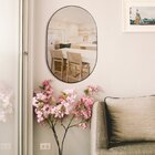 Espelho Oval 80x50cm Moldura Em Couro Yescasa