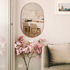 Espelho Oval 80x50cm Moldura Em Couro Yescasa