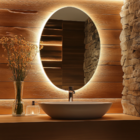 Espelho Oval 80x60 Led Orgânico Decorativo Banheiro Sala Mode