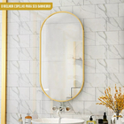 Espelho Oval Com Moldura Alumínio Dourada 100x30cm