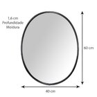 Espelho Oval Com Moldura De Alumínio 60cm X 50cm Decore Pront