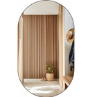 Espelho Oval Grande 100 X 55 Moderno Lapidado Com Suporte