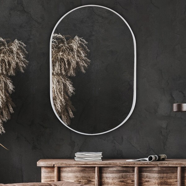 Espelho Oval Londres 80x50cm Com Borda Branca