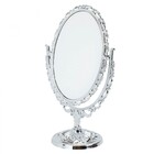 Espelho Oval Prateado Dupla Face 24x16cm