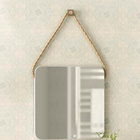 Espelho Para Banheiro 60 Cm Quadrado Com Corda Nice B06 Nogal