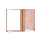 Espelho Para Banheiro Com Armário Carvalho Puxador Metal