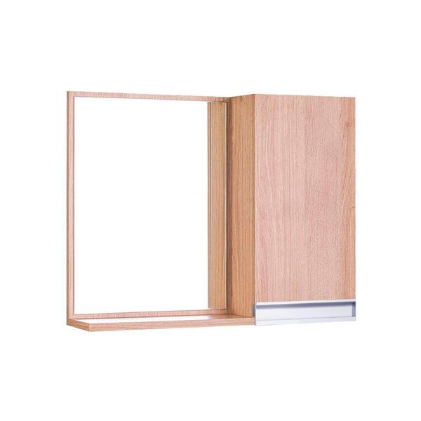 Espelho Para Banheiro Com Armário Carvalho Puxador Metal