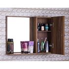 Espelho Para Banheiro Com Armario Cor De Madeira Escura