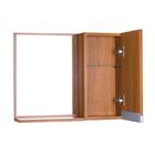 Espelho Para Banheiro Com Armário Freijó Puxador Metal