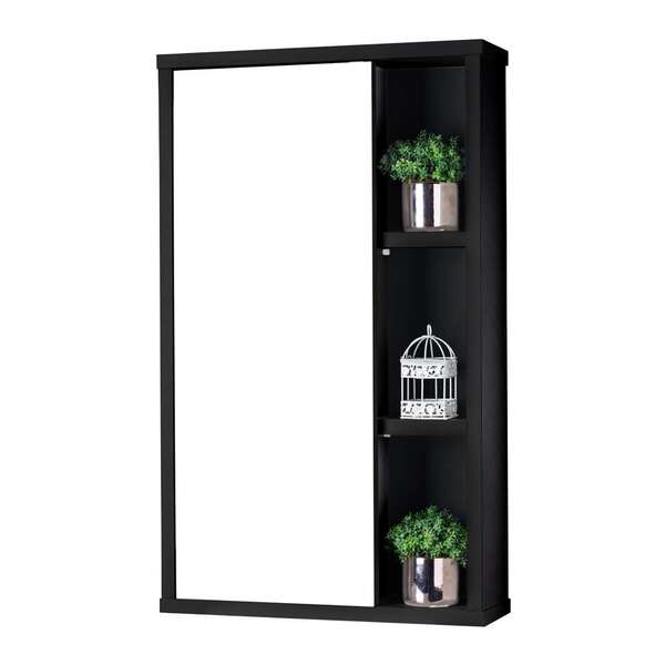 Espelho Para Banheiro Com Armário Milano Preto