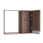 Espelho Para Banheiro Com Armário Nogal Puxador Metal