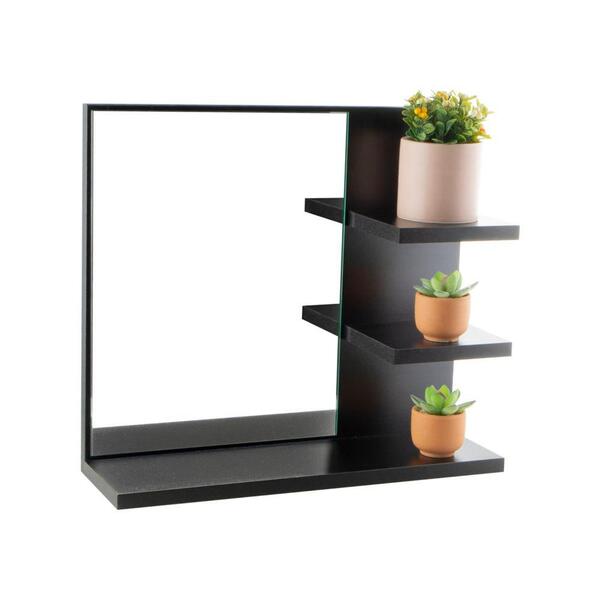 Espelho Para Banheiro Com Armário Preto Nice 40cm