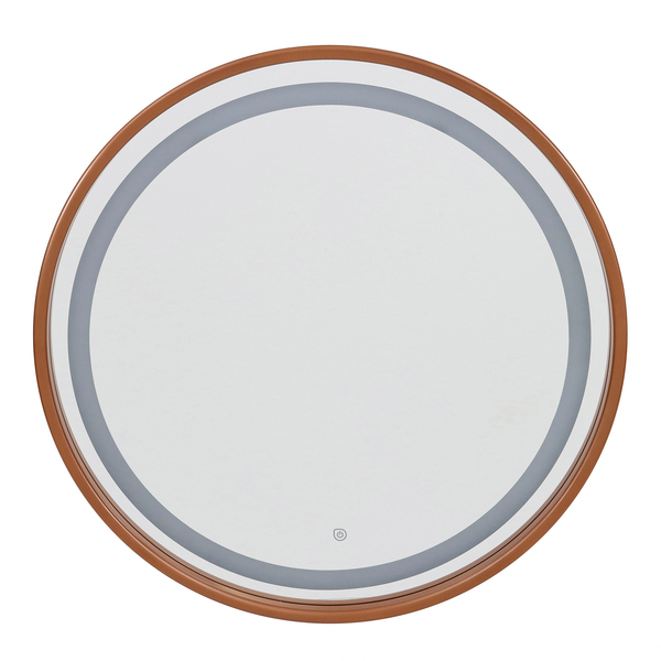 Espelho para Banheiro com LED Redondo Com Moldura Cobre 100 cm Elegance Dna Lustres