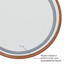 Espelho para Banheiro com LED Redondo Com Moldura Cobre 60 cm Elegance Dna Lustres