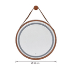 Espelho para Banheiro com LED Redondo Com Moldura Cobre e Alça em Couro 60 cm Dna Lustres