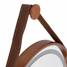 Espelho para Banheiro com LED Redondo Com Moldura Cobre e Alça em Couro 60 cm Dna Lustres