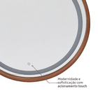 Espelho para Banheiro com LED Redondo Com Moldura Cobre e Alça em Couro 80 cm Dna Lustres