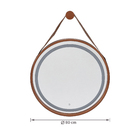 Espelho para Banheiro com LED Redondo Com Moldura Cobre e Alça em Couro 80 cm Dna Lustres