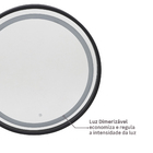 Espelho para Banheiro com LED Redondo Com Moldura Preta 60 cm Elegance Dna Lustres