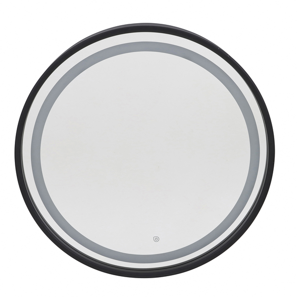 Espelho para Banheiro com LED Redondo Com Moldura Preta 60 cm Elegance Dna Lustres