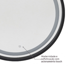 Espelho para Banheiro com LED Redondo Com Moldura Preta 80 cm Elegance Dna Lustres