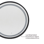 Espelho para Banheiro com LED Redondo Com Moldura Preta 80 cm Elegance Dna Lustres