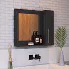 Espelho Para Banheiro Com Painel 60cm 1 Porta Preto Estilare