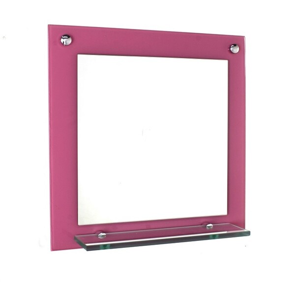 Espelho Para Banheiro Com Prateleira 40cm Rosa