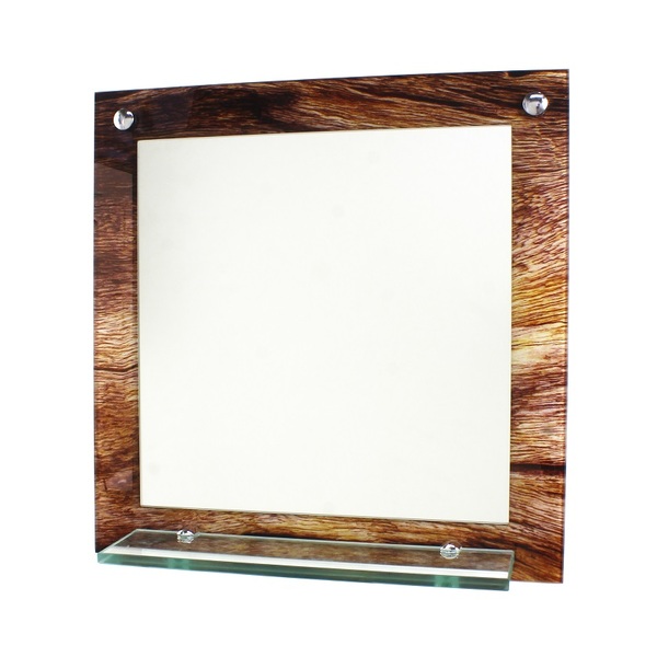 Espelho Para Banheiro Com Prateleira 40cm X 40cm Madeira Rust