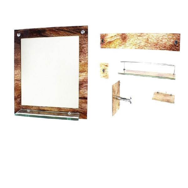 Espelho Para Banheiro Com Prateleira 40cm X 40cm Mais Kit Ace